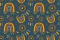 Seamless childish pattern with trendy rainbows and dream catchers. Creative scandinavian kids texture for fabric, wrapping,