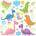 Seamless childlike pattern - dinosaur