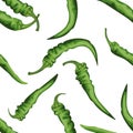 Seamless chile pepper pattern. Tile green vegetable pattern. Veg