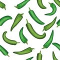 Seamless chile pepper pattern. Tile green vegetable pattern. Veg