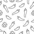 Seamless chili pattern with doodle style