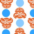 Seamless china pattern with blue circle