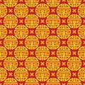 Seamless Chinese Pattern of Traditional Symbols of Luck, Wealth And Auspiciousness. Royalty Free Stock Photo
