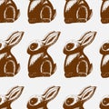 Seamless chocolate hare print