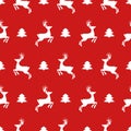 Christmas icons Seamless pattern with New Year tree and deer. Happy winter recreation wallpaper with elements of nature decor. Royalty Free Stock Photo