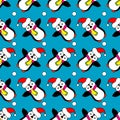 Seamless Christmas background with ornamental snowflakes and penguins