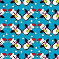 Seamless Christmas background with ornamental snowflakes and penguins