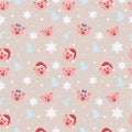 Seamless christmas beige background with pigs.