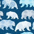 Seamless Christmas decorative pattern with polar bear Royalty Free Stock Photo