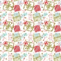 Seamless Christmas and New Year background pattern digital paper.