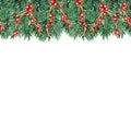 Seamless Christmas and New Year decorations isolated on white. Royalty Free Stock Photo