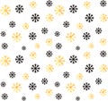 Seamless Christmas and New Year pattern.Vector abstract background with golden, black snowflakes. Royalty Free Stock Photo