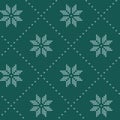 Seamless Christmas nordic knitting vector pattern with Selburose and decorative elements