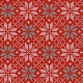 Seamless Christmas nordic knitting vector pattern with Selburose and decorative elements