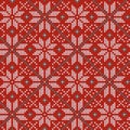 Seamless Christmas nordic knitting vector pattern with Selburose and decorative elements