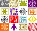 Seamless Christmas patchwork decorative ornaments elements pattern