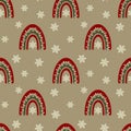 Seamless christmas pattern. Background with rainbow, snowflakes. Perfect for wrapping paper, greeting cards, textile