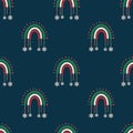 Seamless christmas pattern. Background with rainbow, snowflakes. Perfect for wrapping paper, greeting cards, textile