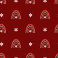 Seamless christmas pattern. Background with rainbow, snowflakes. Perfect for wrapping paper, greeting cards, textile