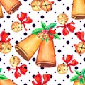 Seamless Christmas pattern with bell