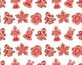 Seamless christmas pattern. Cute characters New Year. Christmas decorations. Christmas gingerbread cookies. Angel Royalty Free Stock Photo