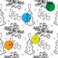 Seamless christmas pattern. Doodle vector