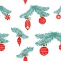 Seamless christmas pattern with fir branches. Spruce background Royalty Free Stock Photo