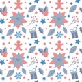 Seamless Christmas pattern in a flat style. Royalty Free Stock Photo