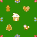 Seamless Christmas pattern of gingerbread cookies Royalty Free Stock Photo