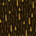 Seamless Christmas pattern from hand-painted silhouettes of fir-trees