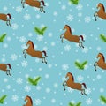 Seamless Christmas pattern with horses Royalty Free Stock Photo