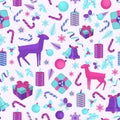 Seamless Christmas pattern with reindeer. Vector illustration Royalty Free Stock Photo