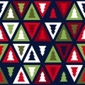 Seamless Christmas pattern in retro style. Royalty Free Stock Photo