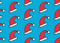 Seamless Christmas pattern with Santa Claus caps