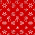Seamless christmas pattern with snowman and snowflakes Royalty Free Stock Photo
