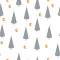 seamless Christmas pattern trees and moons seamless vector