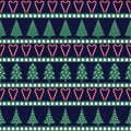 Seamless Christmas pattern - varied Xmas trees, stars and candy canes.