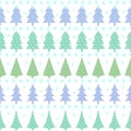 Seamless Christmas pattern - varied Xmas trees, stars and snowflakes. Royalty Free Stock Photo