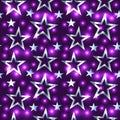 Seamless christmas pattern with various silver stars and shining glitters on dark purple pink background. Luxury silver