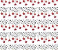Seamless Christmas pattern in vector. Background garland with stars In vector. Hand drawn illustration. Happy, holiday, Royalty Free Stock Photo