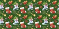 Seamless christmas pattern on white background. Holiday backdrop.