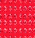 Seamless Christmas pattern white gifts on red background