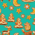 Seamless christmas pattern - xmas gingerbread