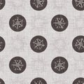 Seamless christmas snowflake woven linen pattern. Two tone seasonal brown farmhouse frost background. Holiday textile