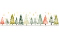 Seamless Christmas tree border as banner. Watercolor decorative painted pattern for Christmas or winter decoration Royalty Free Stock Photo