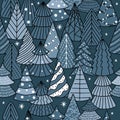 Seamless christmas tree pattern for greeting cards, wrapping papers. Seamless winter pattern. Royalty Free Stock Photo