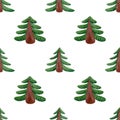 Seamless christmas trees pattern. Watercolor background with green trees for textile, wrapping paper, holidays decor.jpg Royalty Free Stock Photo