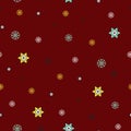 Seamless Christmas vector with snowflakes and stars: Red background.Christmas seamless pattern with snowflakes and stars on red