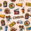 Seamless cinema handdrawn pattern