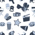 Seamless cinema stuff pattern Royalty Free Stock Photo